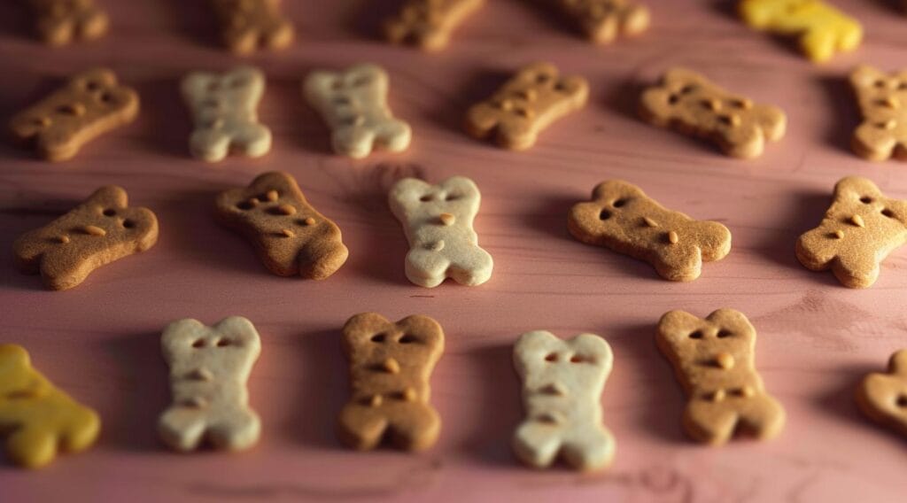 Selbstgebackene gesunde Hundekekse in Knochenform aus der Hunde Bäckerei