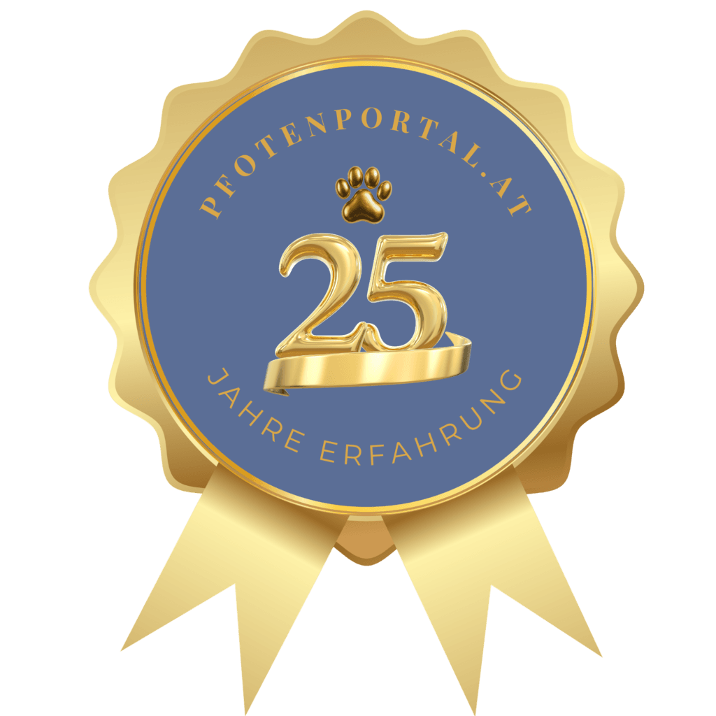 Qualitätssiegel Pfotenportal für über 25 Jahre Hundeerfahrung